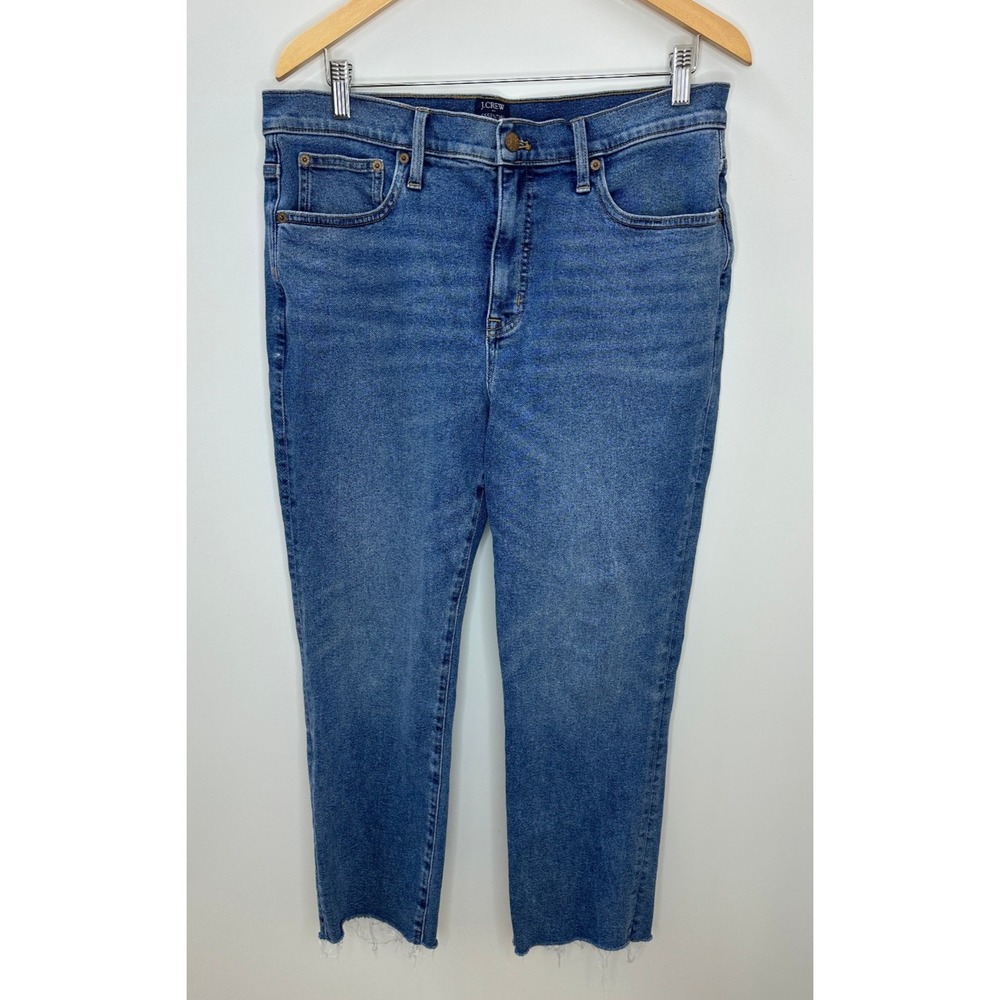 J.Crew 2024 Essential Straight All Day Stretch Jeans Raw Hem Blue Denim Size 31 - Picture 11 of 11
